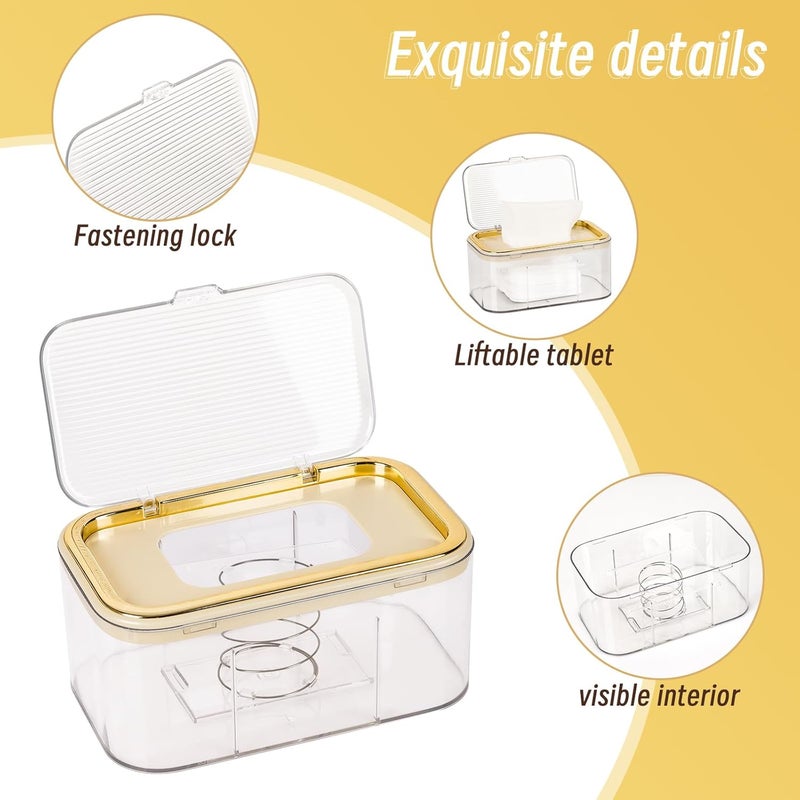 Flenpptly Baby Wipes Dispenser, Wipe Holder Wipes Container Large Capacity Keep Wipes Fresh & Easy to Open (Gold) - Image 3